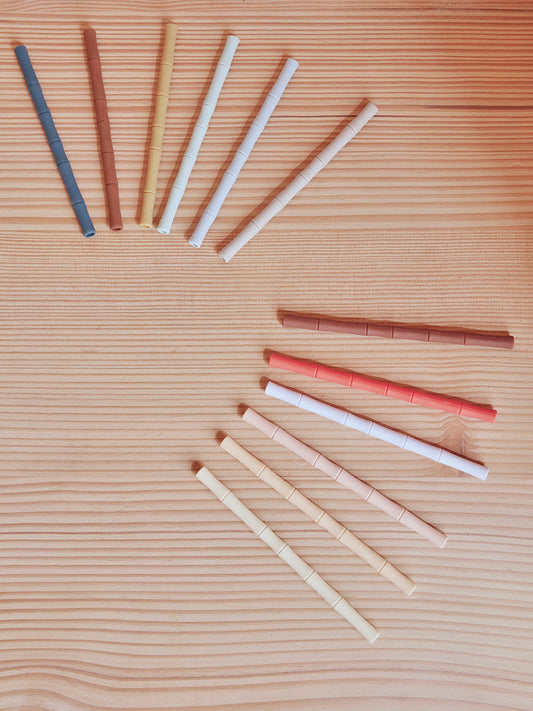 Pack of 6 Bamboo Silicone Straw in Cherry Red / Vanilla