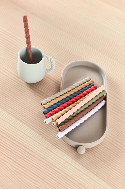 Mellow Silicone Straw Set - Caramel/Blue