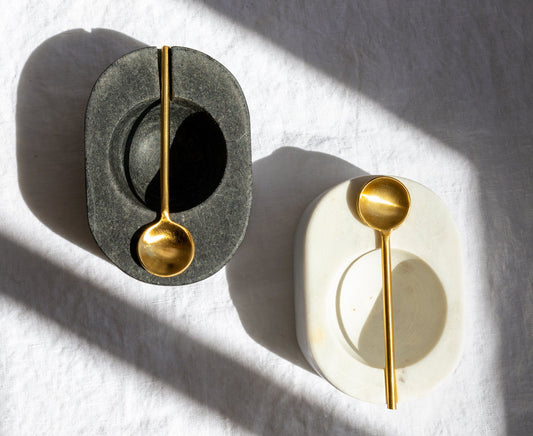 Tuscan Salt Bowl with Gold Spoon